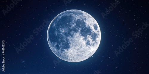 Clear transparent full moon rising in 3D cartoon rendering