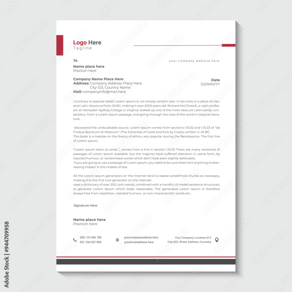Modern business and corporate letterhead template Modern business and corporate letterhead template