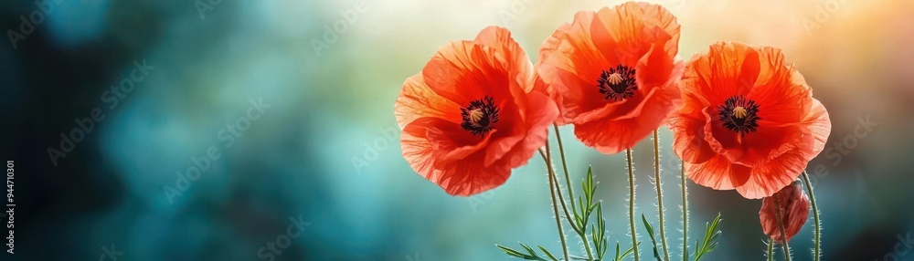 Obraz premium orange flowers in full bloom, sunlit field, bright warm sunlight, serene and vibrant scene, picturesque floral landscape, natural beauty
