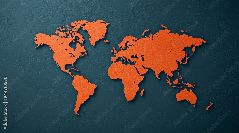 Stylish orange world map on a dark background, perfect for travel-themed projects and global concepts. Stylish orange world map on a dark background, perfect for travel-themed projects and global concepts.