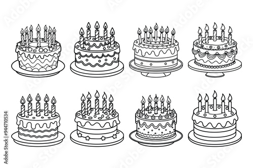 Cute and festive birthday cake with candles icon. Perfect for digital designs and celebrations. Isolated vector illustration