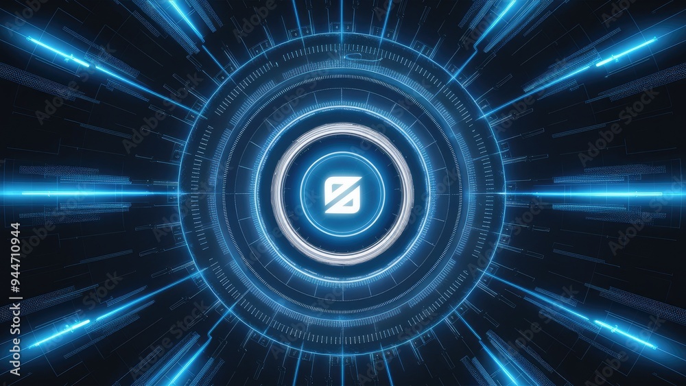 Futuristic Circular Blue Holographic Energy Indicator Futuristic Circular Blue Holographic Energy Indicator
