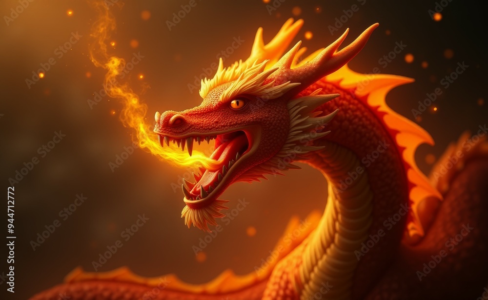 A red dragon with a fiery mouth and glowing eyes A red dragon with a fiery mouth and glowing eyes