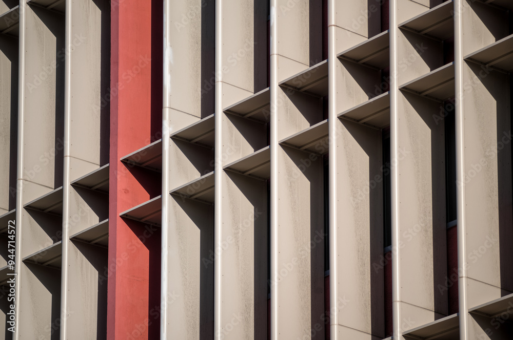 Silver and Pink Building Facade with Shadows. Silver and Pink Building Facade with Shadows.