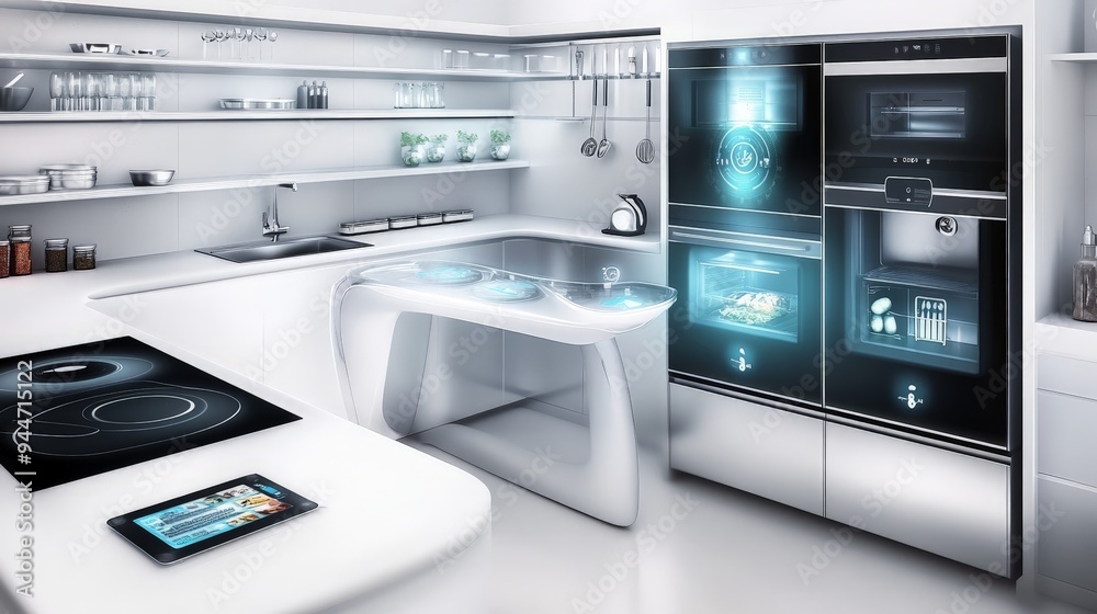 high-tech kitchen where smart appliances make cooking easier and more enjoyable.