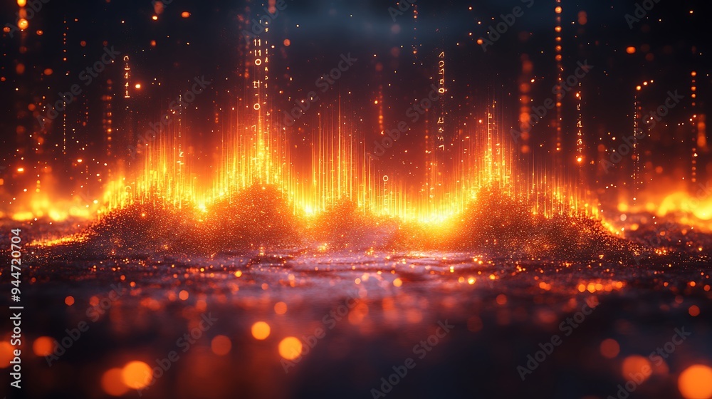 Abstract fiery background with glowing particles and bokeh. Abstract fiery background with glowing particles and bokeh.