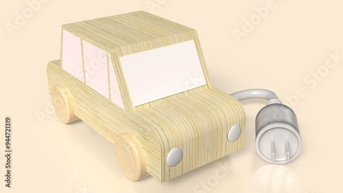 Wallpaper Mural The wood car and electric plug for technology concept 3d rendering. Torontodigital.ca
