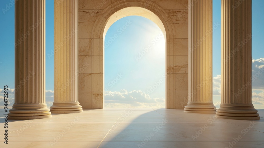 A large archway with columns on either side A large archway with columns on either side