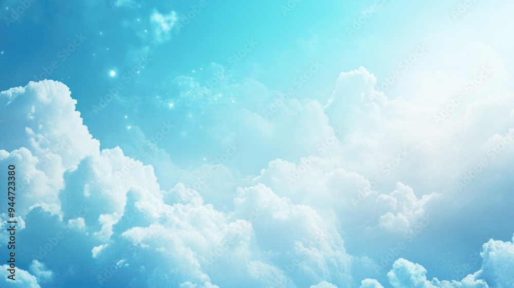 Abstract blue sky background with soft scattered clouds featuring a three dimensional illustration effect Abstract blue sky background with soft scattered clouds featuring a three dimensional illustration effect