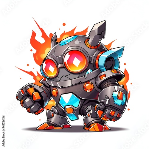 Fiery Robot Illustration