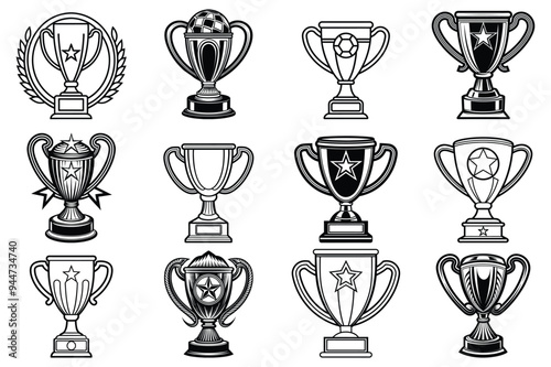 Classic champions trophy icon. Perfect for sports and award-related designs. Isolated Vector Illustration.