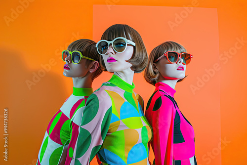 Obraz na płótnie Vibrant 1960s Mod Fashion Extravaganza w salonie