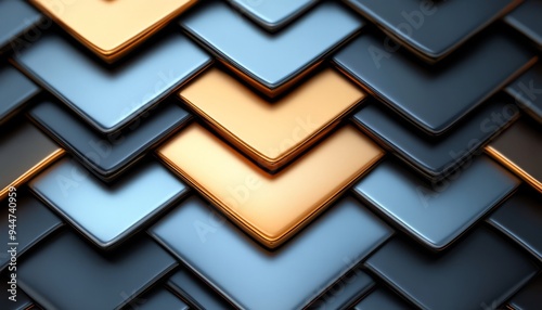 Abstract Pattern of Gold and Blue Metallic Squares photo