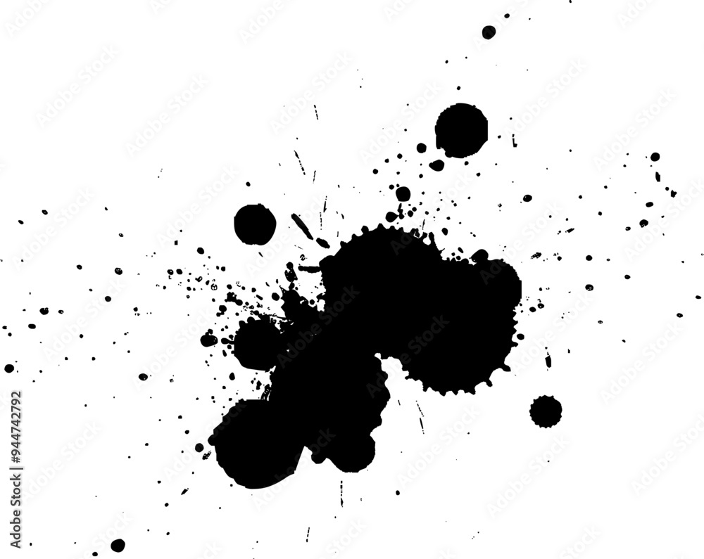black ink brush dropped splatter splash grunge graphic artistic element