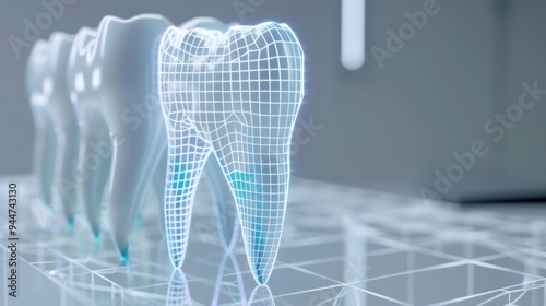 Dental Model with Wireframe Representation