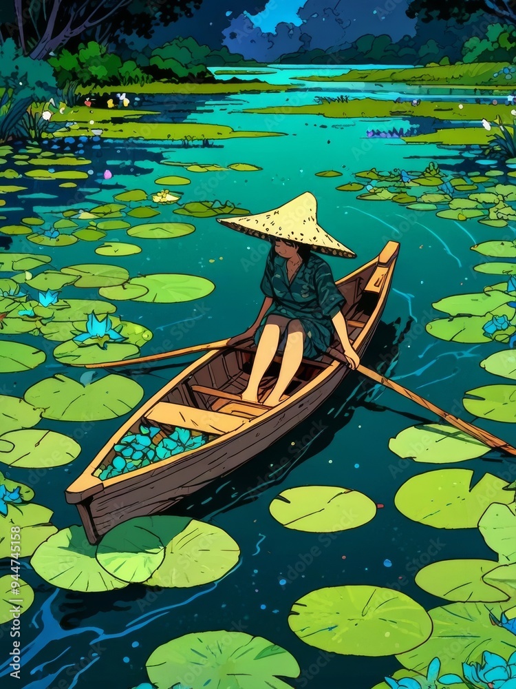 Obraz premium Peaceful Journey Through a Lush River