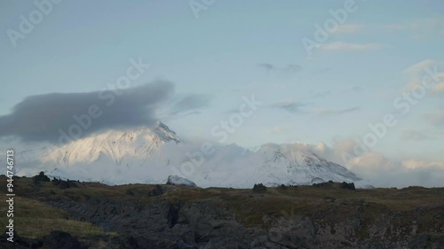 sunset over Tolbachik volcano, Kamchatka