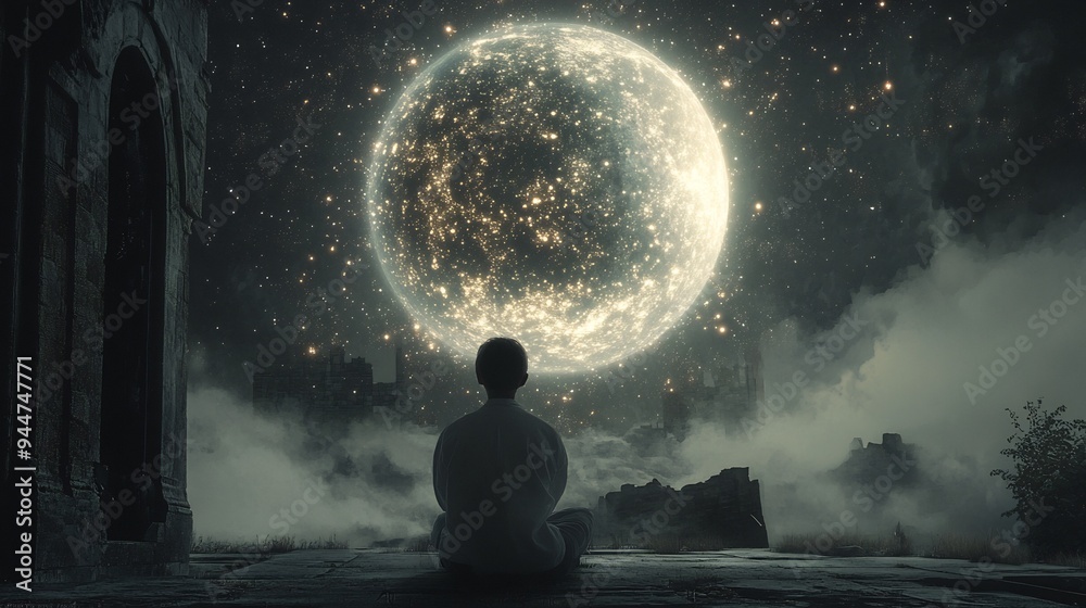 A Solitary Figure Contemplating the Celestial Sphere A Solitary Figure Contemplating the Celestial Sphere
