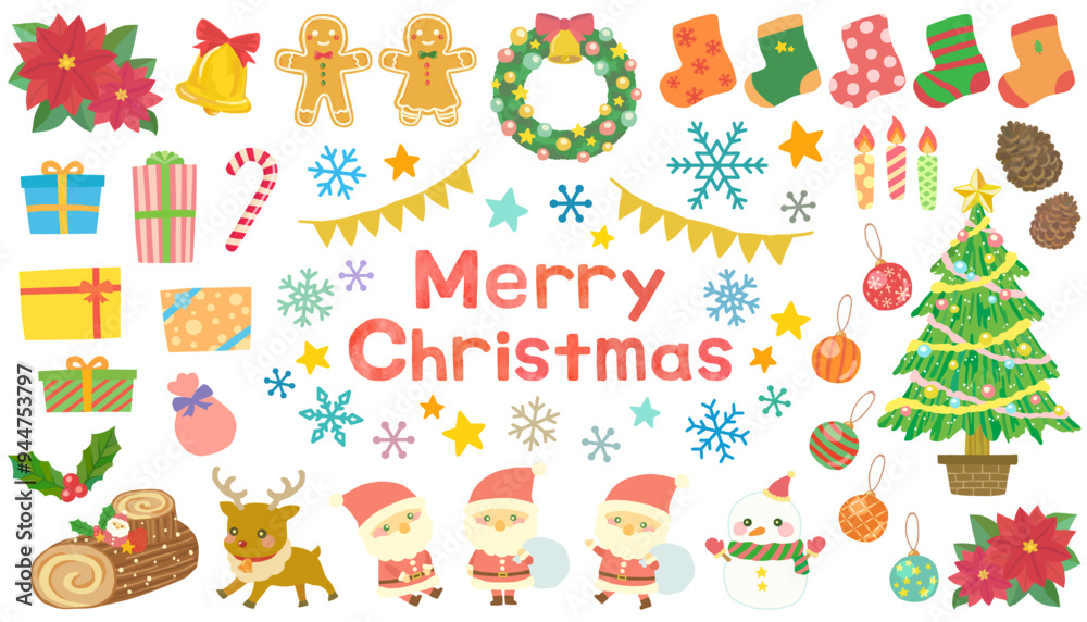 クリスマスのイラストセット ベクター素材 クリスマスのイラストセット ベクター素材
