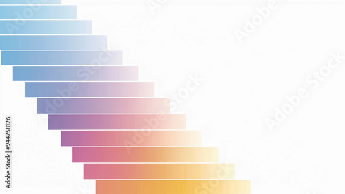 Soft Gradient Pastel Color Staircase Pattern Background Isolated on White
