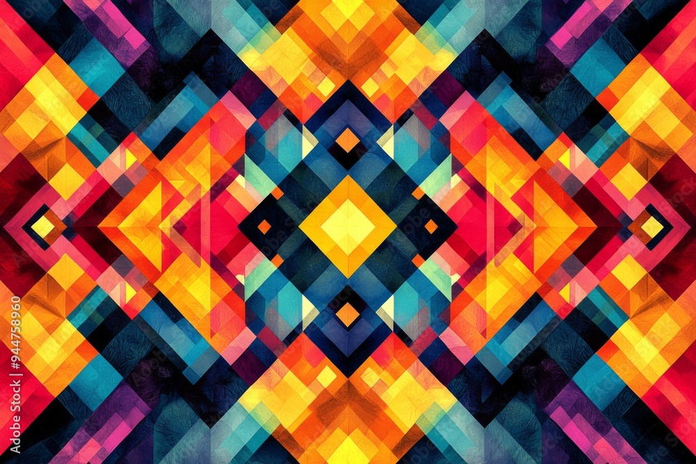 Abstract Geometric Pattern with Vibrant Colors created with Generative AI