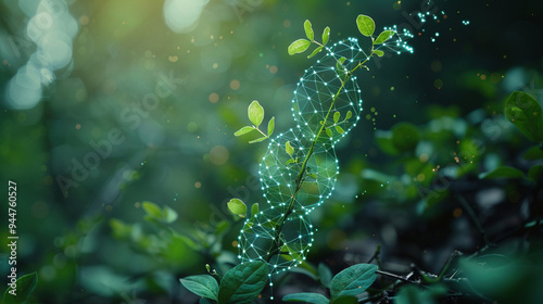 floral DNA background. abstract green DNA wallpaper. DNA image illustration