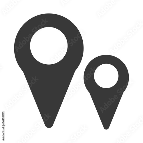 Simple black map pin. Concept of global coordinate, dot, needle tip, ui. Flat style trend modern brand graphic design on white background
