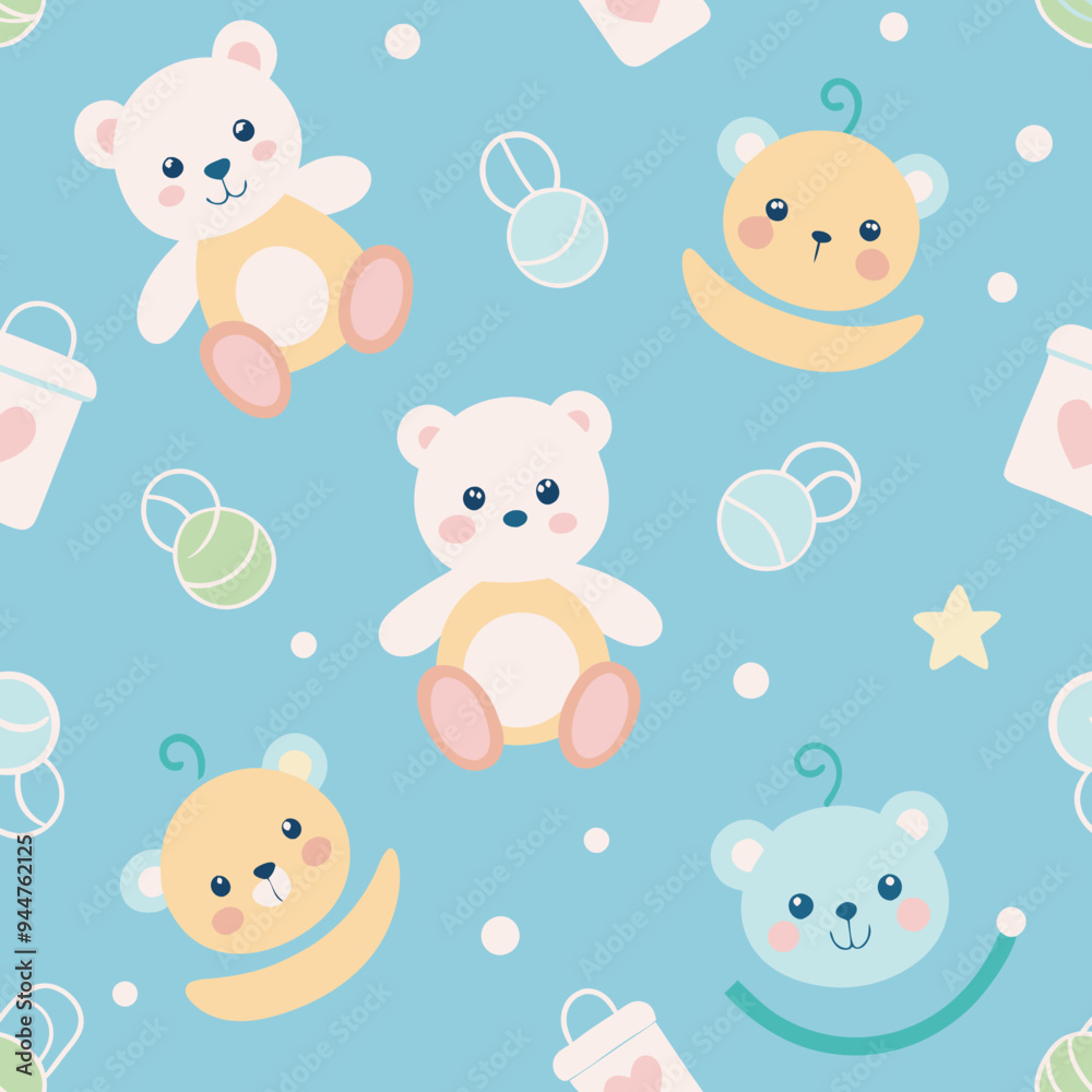 seamless pattern with teddy bears and flowers seamless pattern with teddy bears and flowers