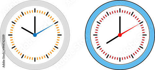 Time clock, wall clock vector deadline timer line icon set. Schedule timer sign for ui design.
