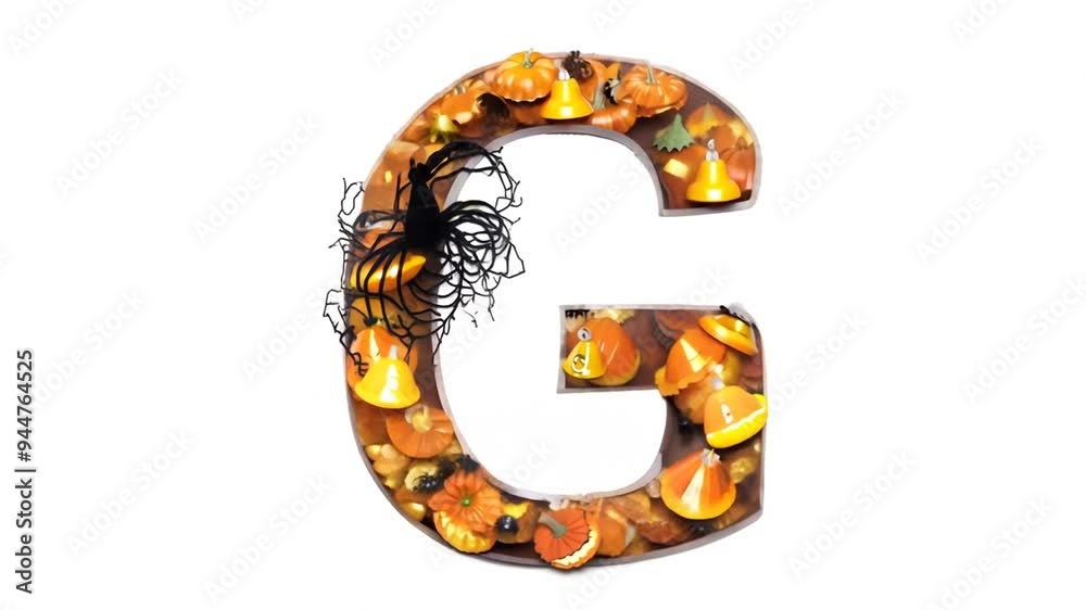 Decorative Halloween Letter G Adorned With Pumpkins and Spiders Generative AI Decorative Halloween Letter G Adorned With Pumpkins and Spiders Generative AI