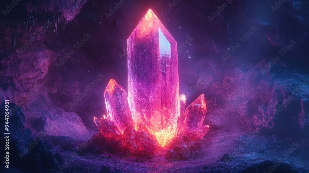 Glowing Crystal Cave Mystical Fantasy Gemstone Glowing Crystal Cave Mystical Fantasy Gemstone