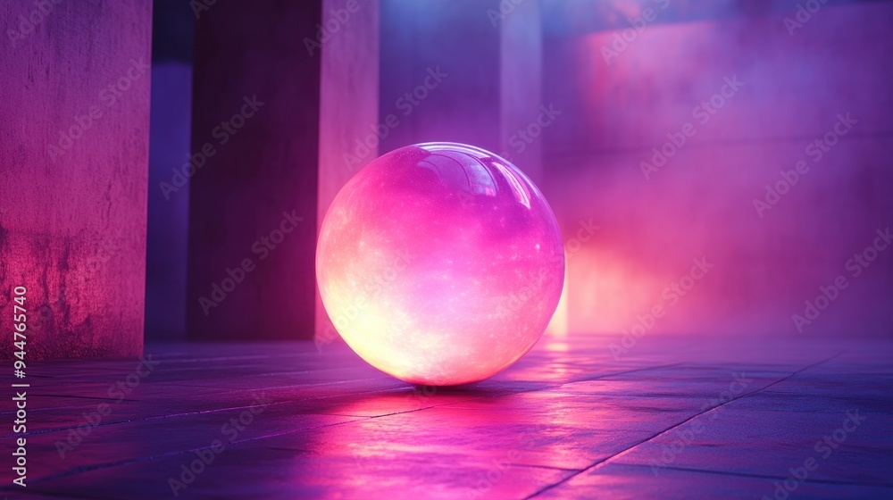 Glowing Sphere in Purple and Pink Neon Light Glowing Sphere in Purple and Pink Neon Light