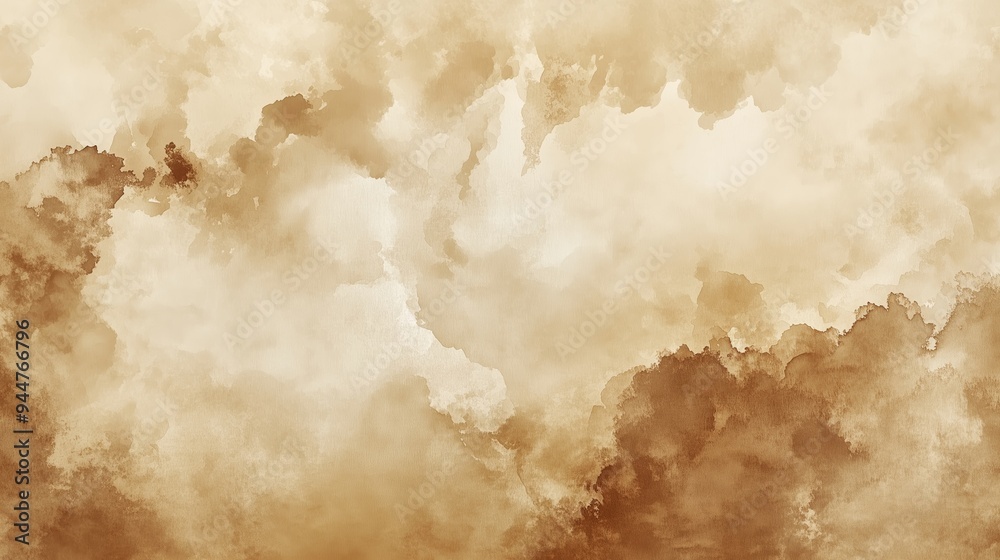 Soft, abstract watercolor painting depicting warm, earthy tones with gentle cloud-like formations in a serene composition Soft, abstract watercolor painting depicting warm, earthy tones with gentle cloud-like formations in a serene composition