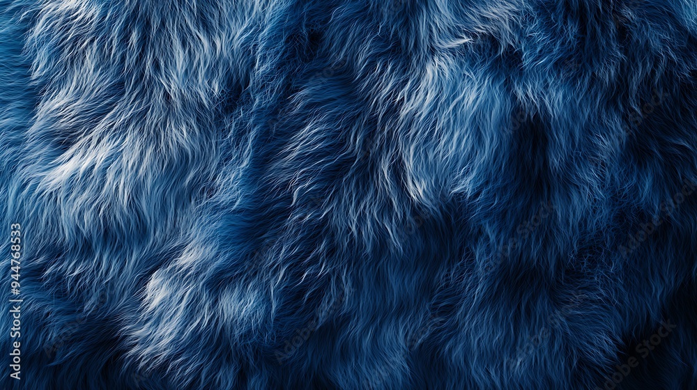 Abstract blue fur texture with light highlights, close-up view.