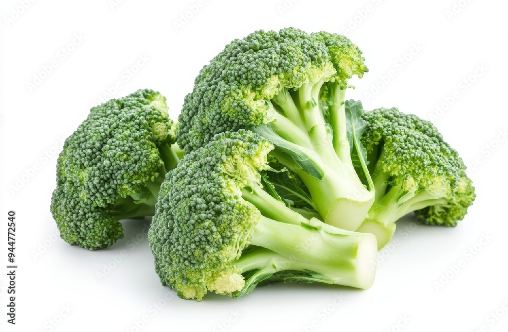Fresh Broccoli Florets on White Background Fresh Broccoli Florets on White Background