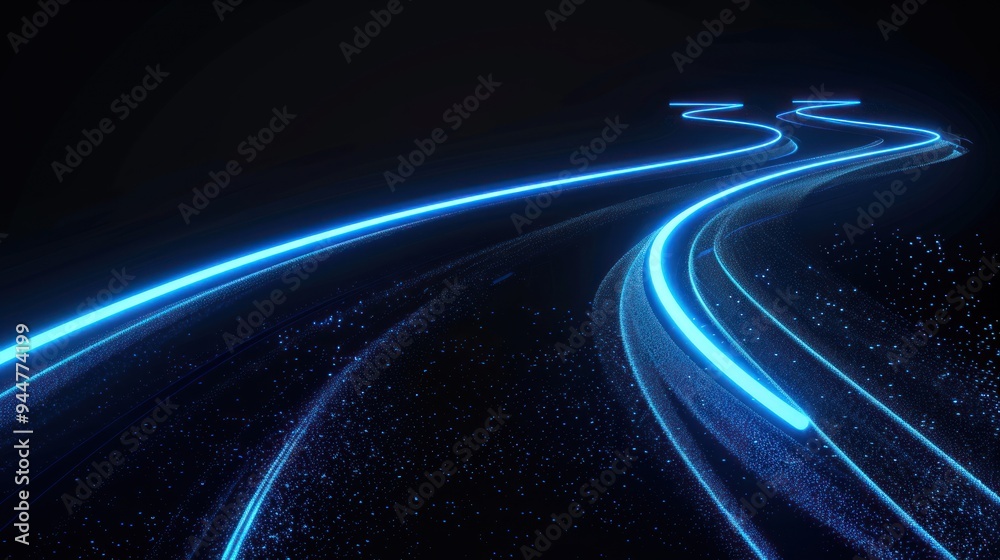 Fototapeta premium Abstract Blue Glowing Lines on a Black Background