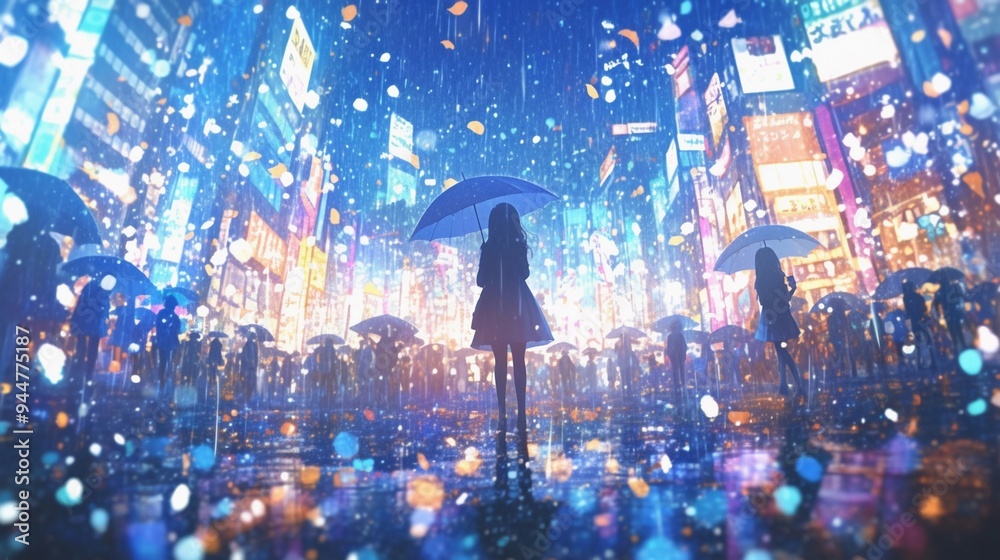 雨の夜の都会の街並み15 雨の夜の都会の街並み15