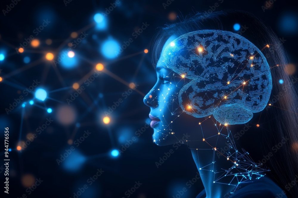 A futuristic brain illuminated with blue circuitry symbolizing advanced cognitive processes neural connections and the potential of artificial intelligence A futuristic brain illuminated with blue circuitry symbolizing advanced cognitive processes neural connections and the potential of artificial intelligence
