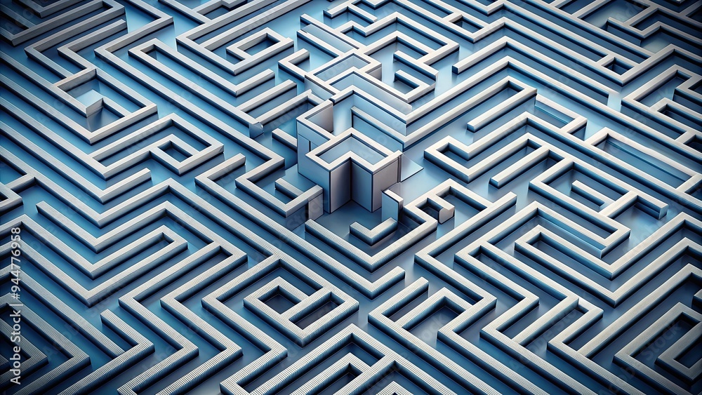 Abstract geometric pattern resembling a labyrinth, maze, intricate, shapes, design, modern, symmetric, repetition, lines Abstract geometric pattern resembling a labyrinth, maze, intricate, shapes, design, modern, symmetric, repetition, lines