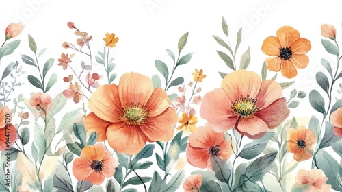 Watercolor illustration of floral elements Handcrafted design