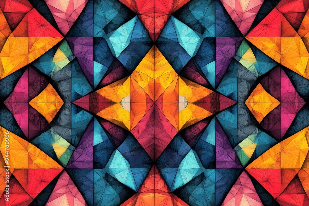 Abstract Geometric Pattern with Vibrant Colors created with Generative AI Abstract Geometric Pattern with Vibrant Colors created with Generative AI