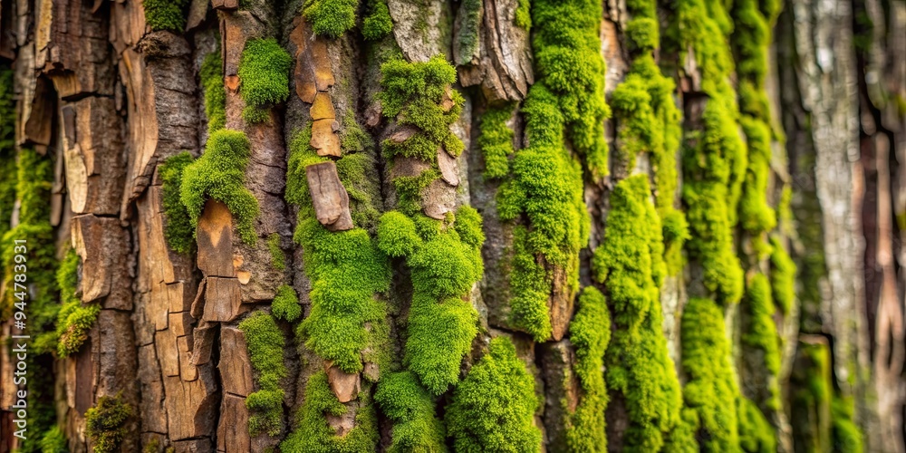 Close up of textured wooden background with deep depressions and green moss on bark of an old tree , textured Close up of textured wooden background with deep depressions and green moss on bark of an old tree , textured