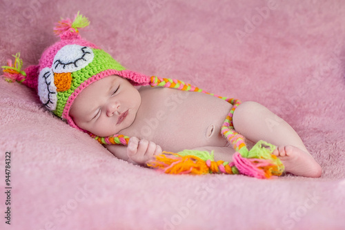 Newborn baby girl in photo shoot