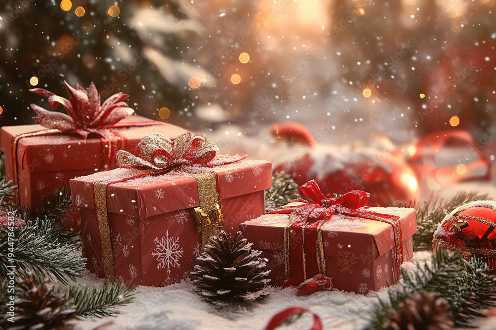Festive Christmas with Gift Boxes Festive Christmas with Gift Boxes
