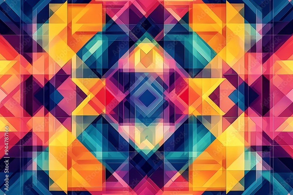 Abstract Geometric Pattern with Vibrant Colors created with Generative AI Abstract Geometric Pattern with Vibrant Colors created with Generative AI