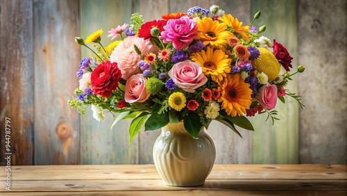 Wallpaper Mural Beautiful bouquet of vibrant flowers in elegant vase, floral arrangement, colorful, fresh, blooming, lovely, decorative Torontodigital.ca