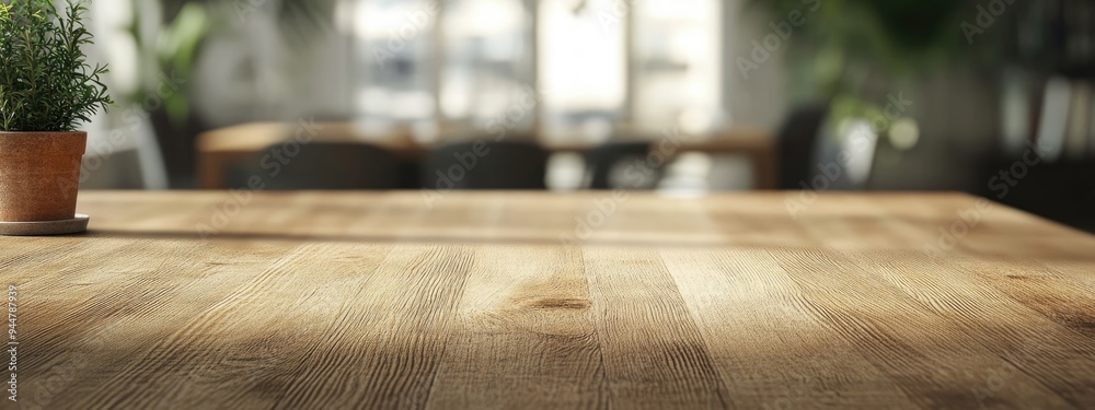 3D rendering of a closeup wooden table with a blurred background 3D rendering of a closeup wooden table with a blurred background