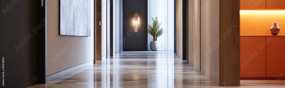 3D rendering of a modern apartment hallway 3D rendering of a modern apartment hallway