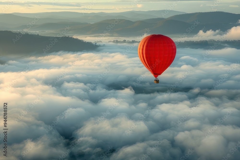 Hot Air Balloon Soaring Above Clouds Hot Air Balloon Soaring Above Clouds