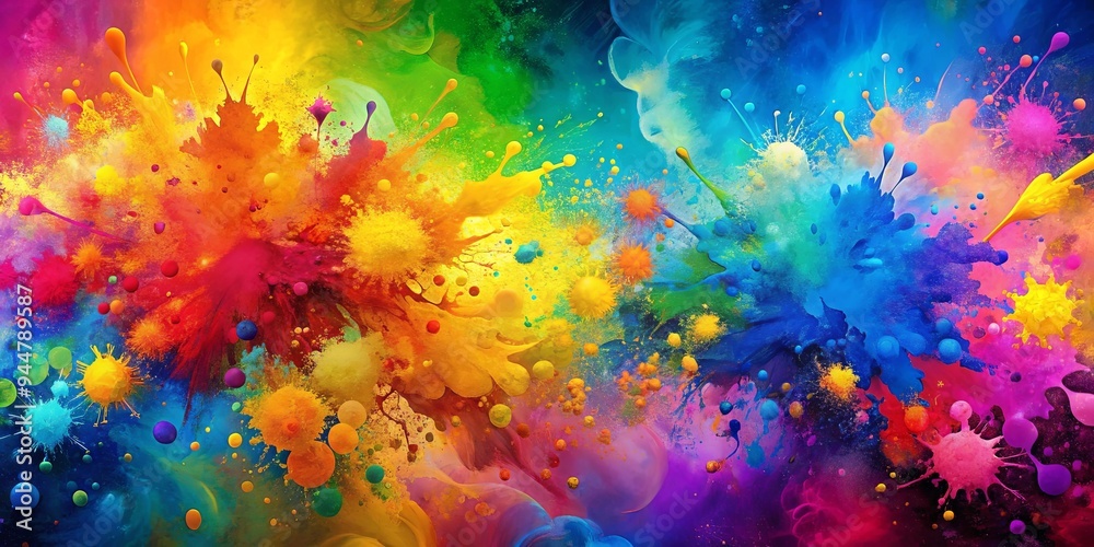 Colorful abstract background with bright blots, splashes, and smudges, vibrant, paint, artistic, texture, liquid